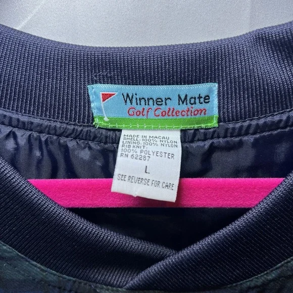 Vintage Golf Windbreaker Jacket Mens Large Blue Blackwatch Plaid 90s Winner Mate - Picture 5 of 7